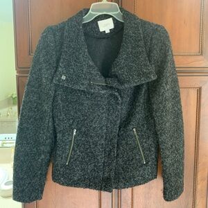 LOFT Charcoal Wool Moto Jacket